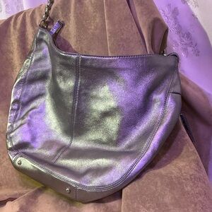 Calvin Klein Metallic Silver Hobo Bag - Women's Shoulder Bag